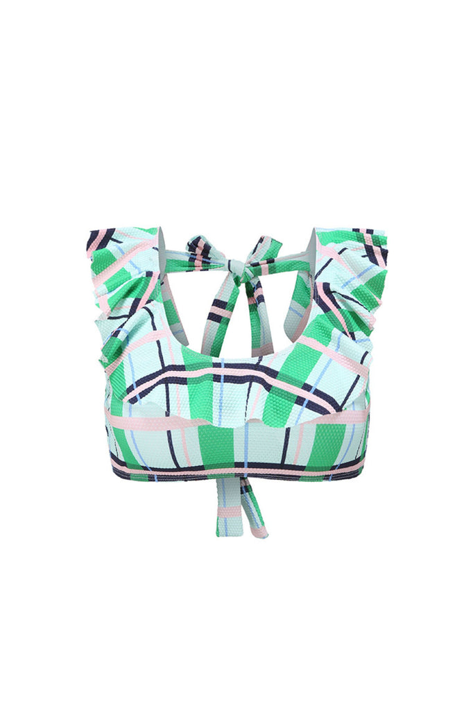 Positano Top in Palm Beach Check - Supportive bikini top in striking green check print