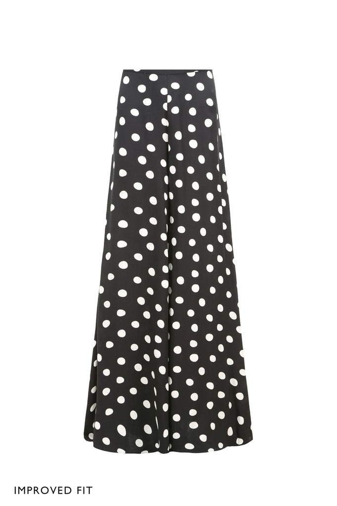Kelly Trousers in Connect the Spots - Wide leg trouser in monochrome polka dot print