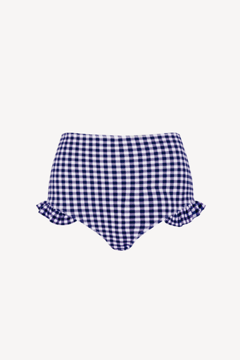 Navy and white checkered high waisted bikini pants 