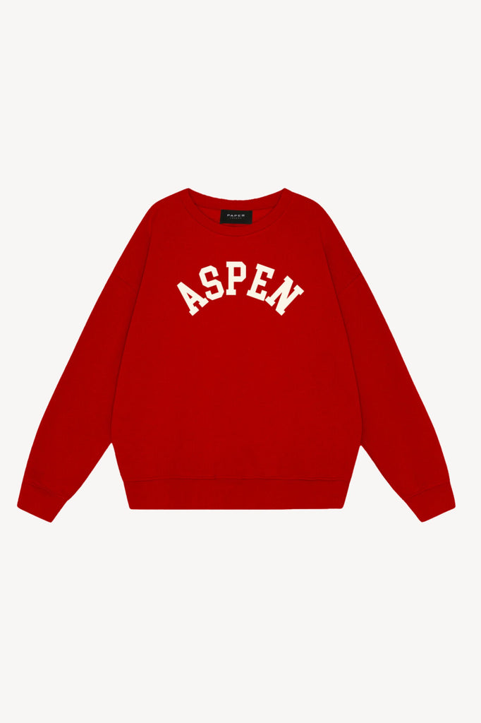 Red Aspen Sweatshirt, oversized fit with vitamin ski logo on the back