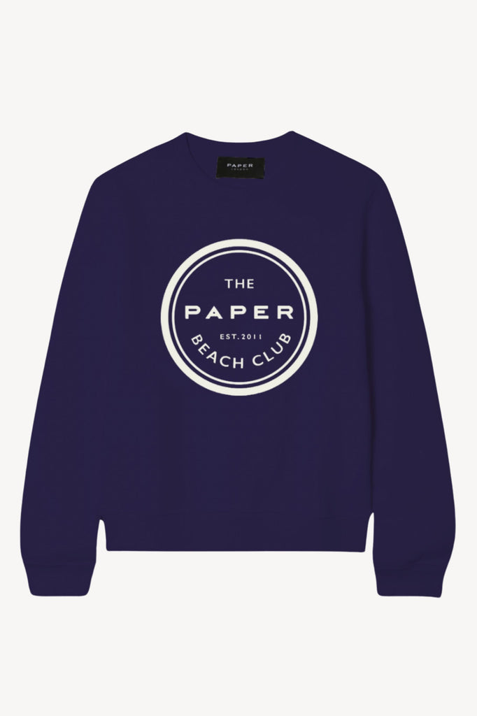 Navy Sweatshirt with Ivory Beach Club Logo