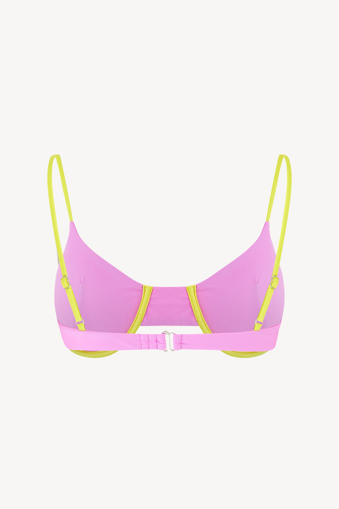 PAPER London x SoulCycle Bralette Bikini Top in Pink with Yellow accents