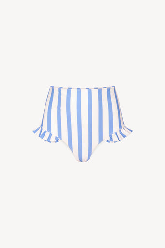 Maldives Pants in Blue & White Stripe. Full coverage bottoms with high waist.