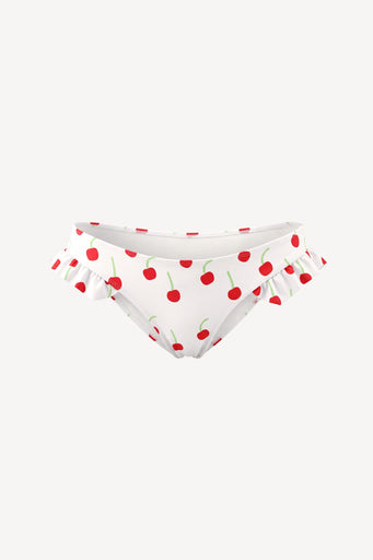 Bikini bottom with cherry pattern on a white background