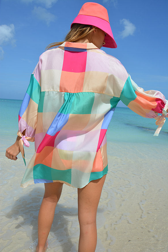 Blondie beach shirt in maldives check